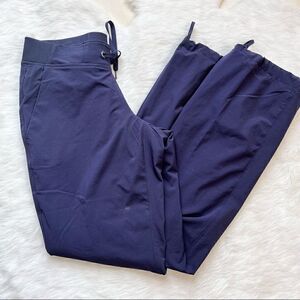 Athleta Midtown Trouser Lined Pant Navy Blue Drawstring Leg Cuff Size 2 Petite